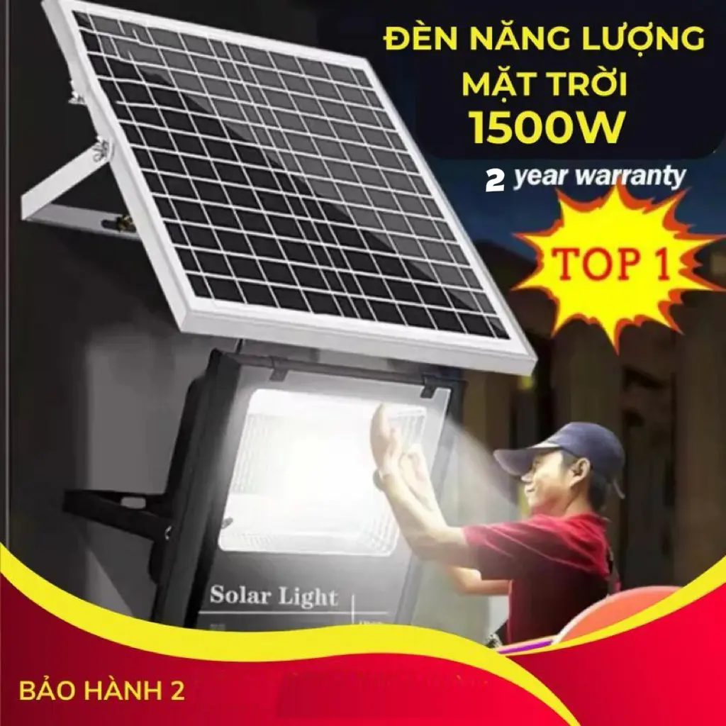 ไฟโซล่าเซลล์ 1500W ไฟหน้า LED เจเนอเรชั่นใหม่ 2024 พร้อมเซนเซอร์ ขยายเวลาแสงสว่างได้ 8-12 ชม. รับประกัน 24 เดือน