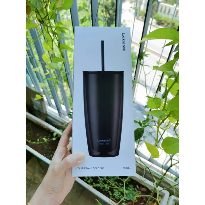 Ly Nhựa 2 Lớp Cách Nhiệt Kèm Ống Hút LocknLock HAP507 dung tích 750ml 5