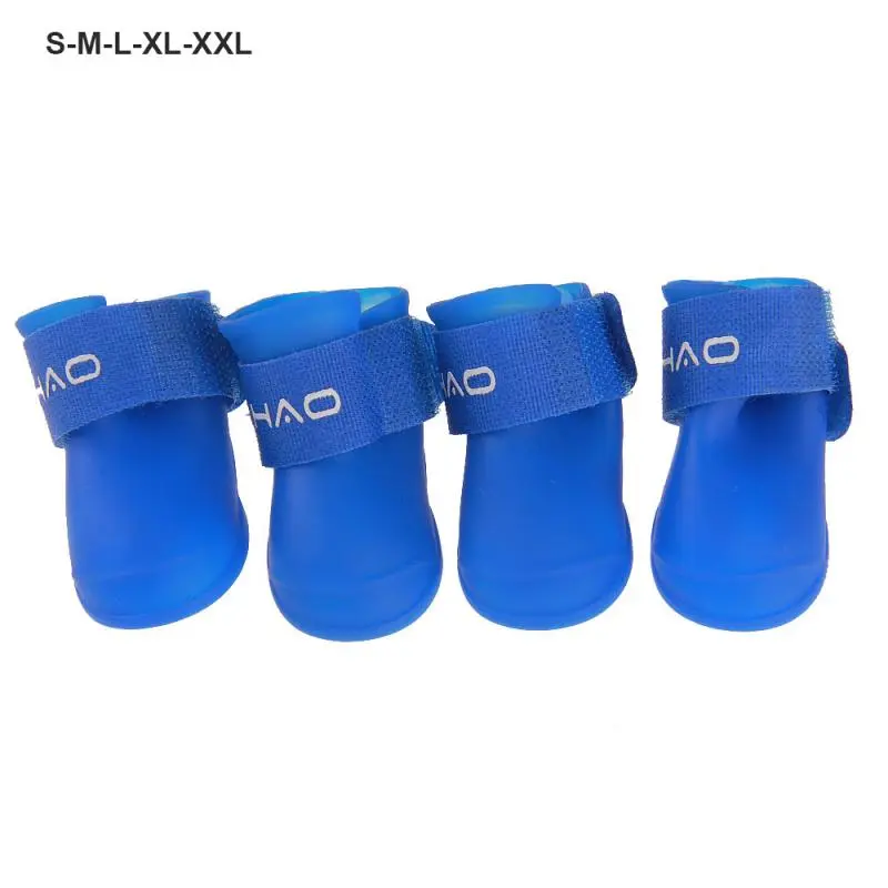 4 cái / bộ Giày cho chó cưng Giày cao su chống nước Bóng bay Giày đi mưa Giày cao su chống trượt cho tất cả các mùa Giày dép cho mèo Vớ cho chó con 2