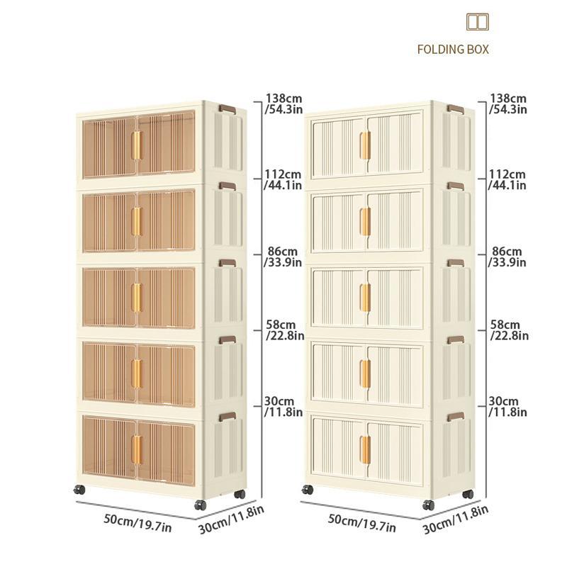 Product Introduction of Foldable Storage Cabinet, 1 Count Household Movable Collapsible Sundries Toys Snack Storage Box, Home Organizer for Living Room Bedroom 1