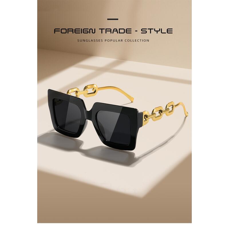 Product Introduction of New large frame sunglasses, women's resin, high-end feeling,  fashionable sunshade sunglasses 2