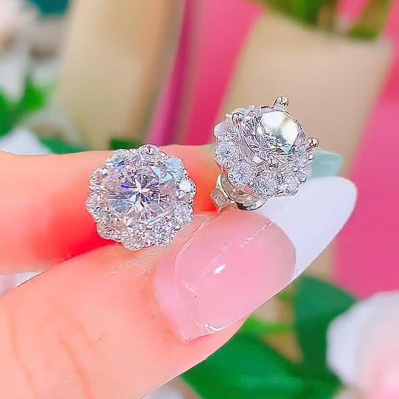 Hoa nữ MINH CHÂU JEWELRY chốt vặn. Đá new Zealand bạc ý si bạch kim thiết kế độc đáo sang trọng Women Khuyên bông tai cao cấp khuyên tai