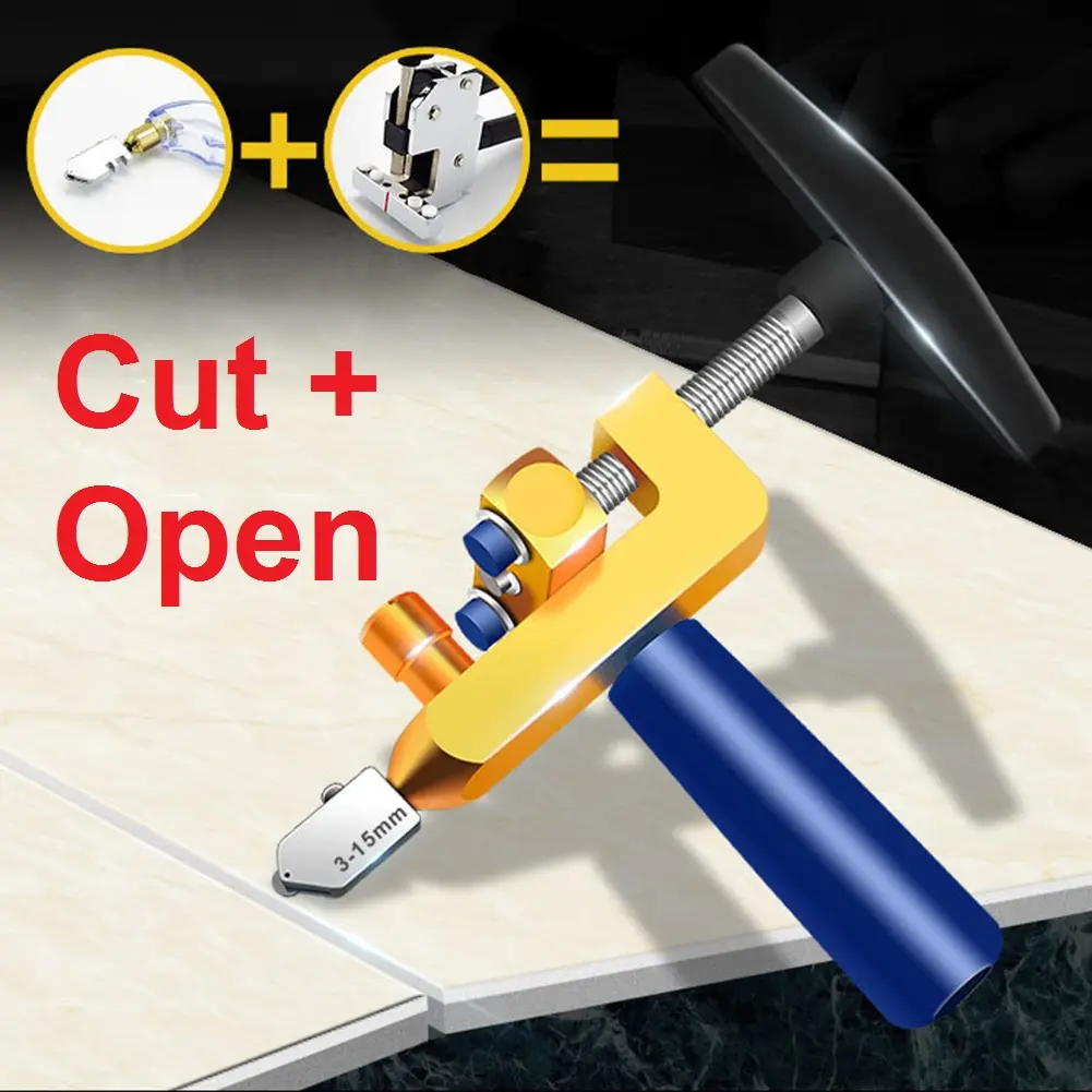 [cod] 2 In 1 Alat Pemotong Kaca Keramik Ubin Glass Cutter Manual Multifungsi Cermin Potong Tool Set