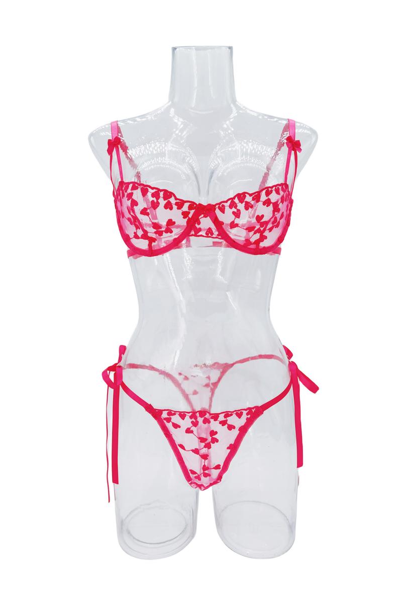 Product Introduction of Wind romantic love embroidery sexy perspective mesh with steel ring underwear for women 21