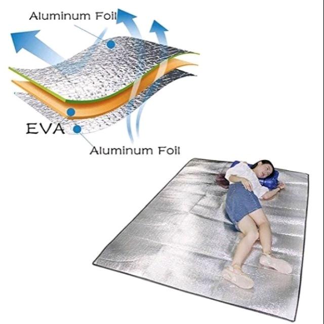 Chiếu ĐÔI, ĐƠN ngủ trưa văn phòng, thảm trải du lịch 1m55*1m9 (2 mặt bạc tốt)