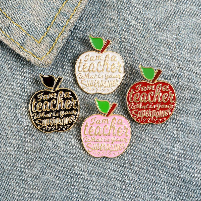 Product Introduction of Teacher's Day Gift Pin Cartoon Apple Meanning Healthy, Younth Brooch Metal Enamel Pin Fruit Badge Teacher Jewelry Gifts for Teachers Day 22