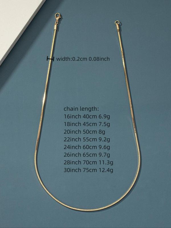 Fashion Chain Necklace, Casual Simple Plain Snake Chain Necklace, Fashion Jewelry for Men & Women for Party, Daily Clothing Decor, Trendy All-match & Exquisite Jewelry for Birthday Gift without Box 1