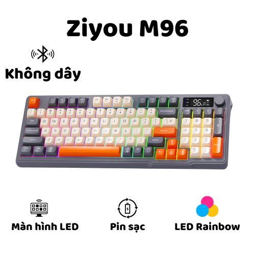 Bàn phím không dây Bluetooth M96 - Led Rainbow - Pin Sạc 2000mah - Phím PBT - Full Size