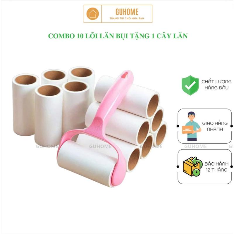Combo 10 Lõi Lăn Tặng Kèm 1 Cây Lăn Loại 10cm 16cm Lăn Bụi Chăn Ga Gối Nệm Giường Ngủ Tiện Ích 60 Lớp