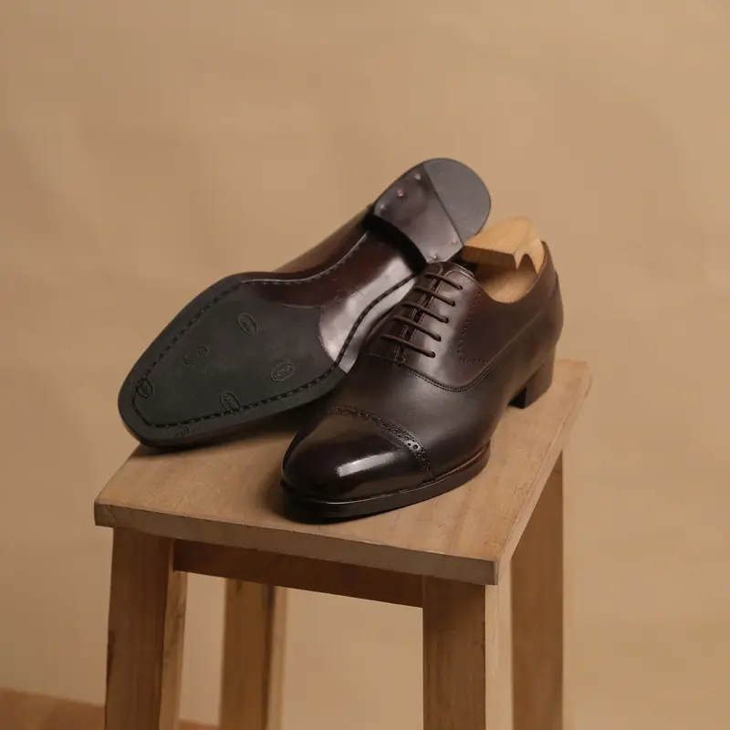 [OB2-N] Oxford Balmoral Brogues Brown | Giày tây da bò Ý ShelbyMan, mẫu giày da Nâu sang trọng dễ phối, giày cưới, giày tây đẹp 0