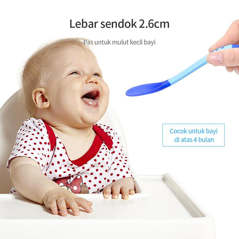 Product Introduction of BAMBINO alat makan bayi mpasi Sendok temperature change color dan garpu makan bayi Merah 11