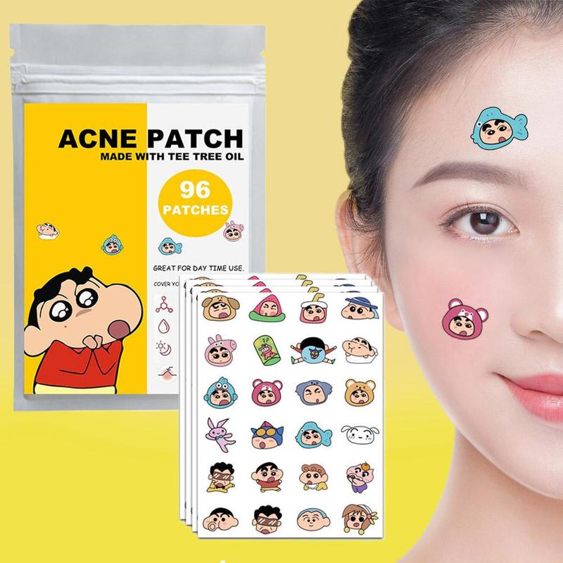  Miếng Dán Mụn Shin-chan Bút Chì Màu Hoạt Hình 96 Chiếc PE Đầy Màu Sắc Miếng Dán Che Mụn Miếng Dán Chăm Sóc Da Mặt Để Chăm Sóc Mụn Trứng Cá 