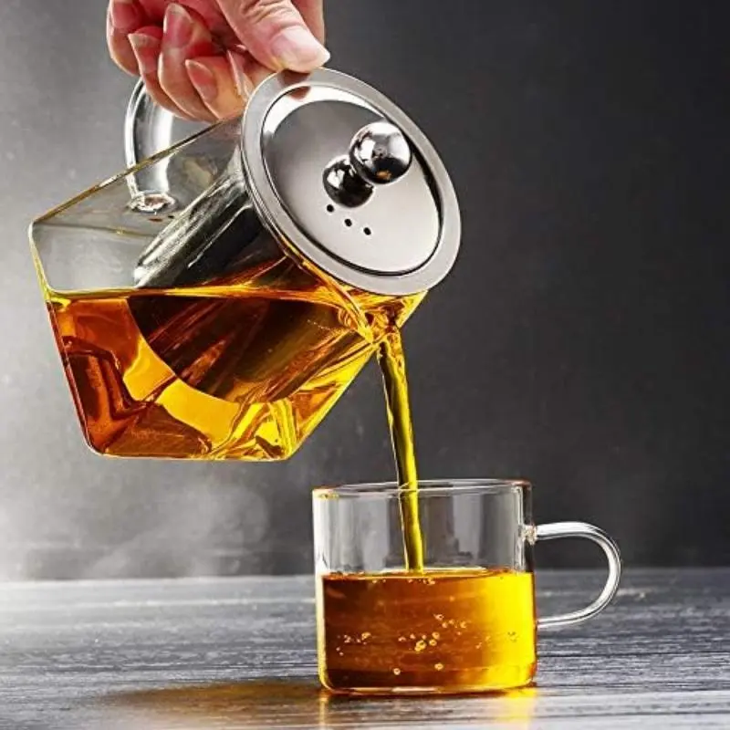 Glass Teapot with Removable Stainless Steel Filter, 1 Count 750ml/25.36oz Tea Coffee Water Kettle, Tea Making Tool for Home Office Use 7