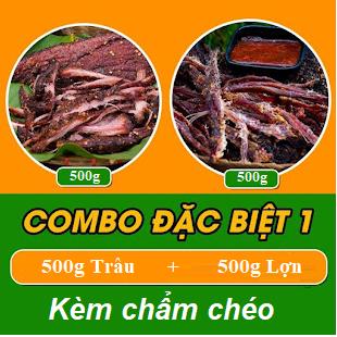 [K.M] Combo 500G Thịt Trâu Lợn Gác Bếp - Thưởng Thức Vị Ngon Núi Rừng - Món Ngon Tây Bắc, Giá Tốt