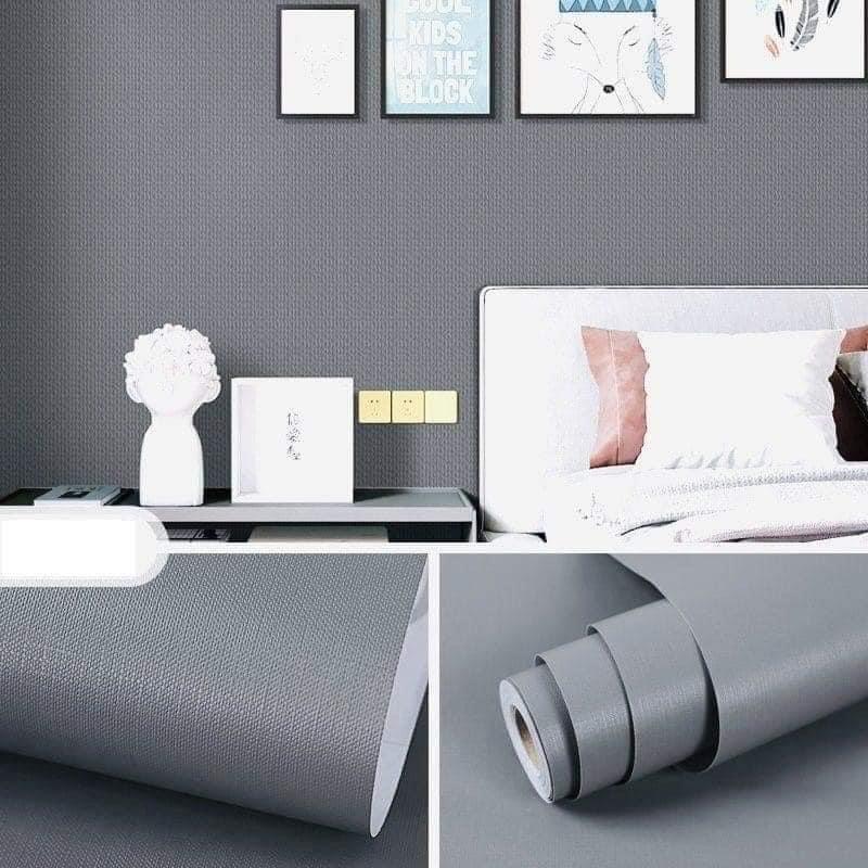 Giấy dán tường xám đậm Vân nhám dài 10mét rộng 45cm