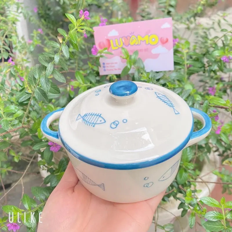 Chén sứ hình Ramenkin có nắp cho bé ăn dặm 1