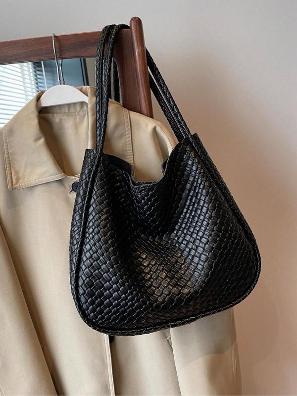 Women's Braid Design Shoulder Bag, Fashionable Large Capacity Pu Leather Bag for Work & Daily Used, Casual Trendy Versatile Daily Commuting Bag, National Day Offers,  Tote Bag for Women 1