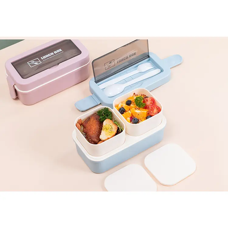 LUNCHBOX KOTAK MAKAN ANTI TUMPAH 2 SUSUN KOTAK BEKAL PREMIUM BPA FREE 5