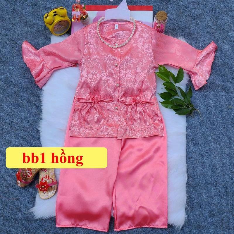 10-43kg Bộ Quần Áo Bà Ba Lụa latin Mềm Mịn Cho Bé Gái áo gấm mềm mát thấm hút mồ hôi