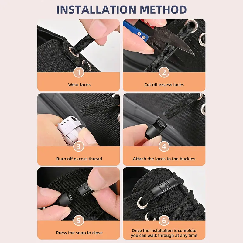Dây Giày Không Buộc, Kích Thước 8Mm, Khóa Ép, Dây Giày Co Giãn, Thích Hợp Cho Giày Thể Thao, Cho Trẻ Em Và Người Lớn, Dây Giày Phẳng Mở Rộng, Cho Giày 4