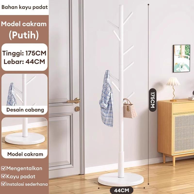 DF-1 Stand Hanger Kayu Stand Hanger Gantungan Baju Topi Multifungsi Rak Mantel Silinder 3Kaki 42x42x175CM Hemat Ruang & Mudah Dibersihkan Gantungan kayu dari kayu jatuh ke lantai kamar tidur gantung gantung pakaian dalam ruang Terbaru Harga Murah Garansi