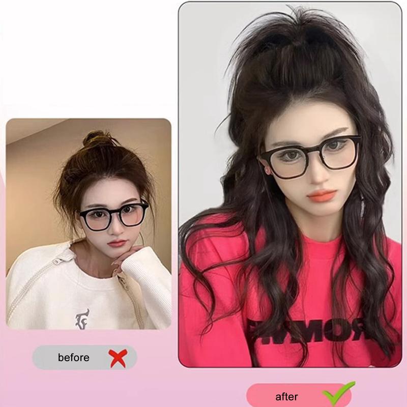 Product Introduction of Fashion Long Curling Wave Ponytail Clip Straight Ponytail Hair Extensions Women Synthetic Wigs Elegant Hair Accessories 29