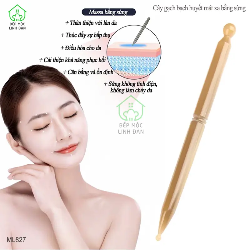Cây Gạch Bạch Huyết Điện Chẩn Bằng Sừng - Day Ấn Huyệt Mát Xa Làm Đẹp Da [MH827] 5