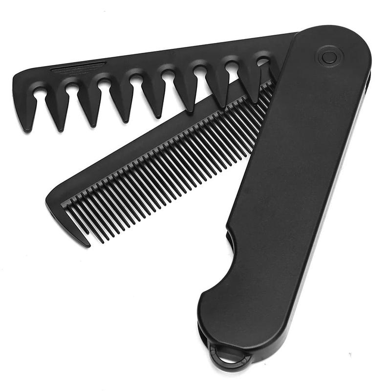 Product Introduction of Protable 2 in 1 Folding Pocket Comb Foldable Black Pocket Beard Comb Lightweight Styling Comb For Men 11