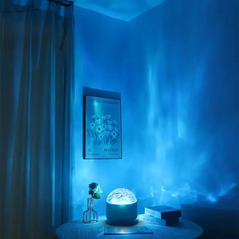 Water Ripple & Aurora Projector Light, 1 Count LED Starry Night Light with Remote Control, Decorative Light for Bedroom, Living Room, Party, Birthday, Audio 0