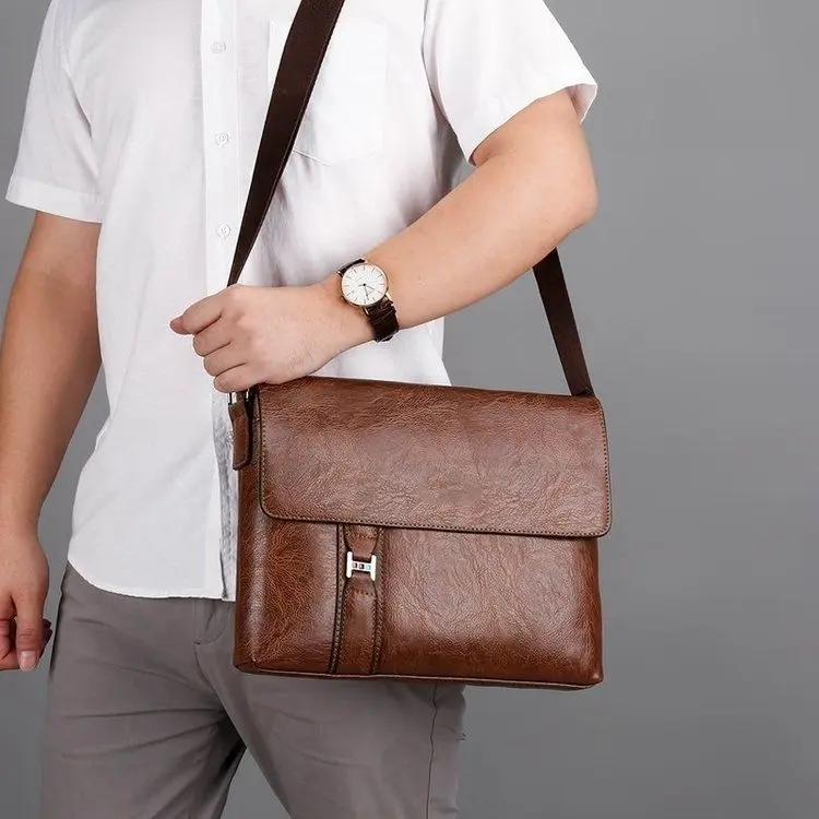 túi Messenger Đeo Vai Nam, Cặp Tài Liệu Công Sở Thường Ngày Sức Chứa Lớn, Lật Ngang, Hàng Mới Về Năm 2024, Túi Nam 4