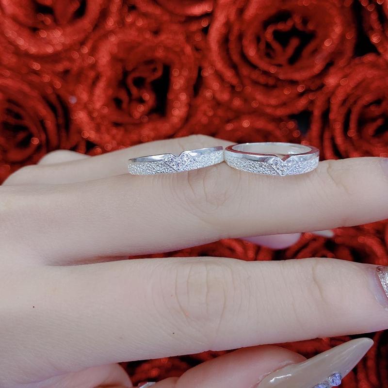 Nhẫn đôi tim cát Bạc ta cho nam nữ ảmh thật tự chụp kiểu dáng đơn giản nhẹ nhàng siêu xinh và ý nghĩa HHJ nhẫn  bạc nhan  bac nhancap