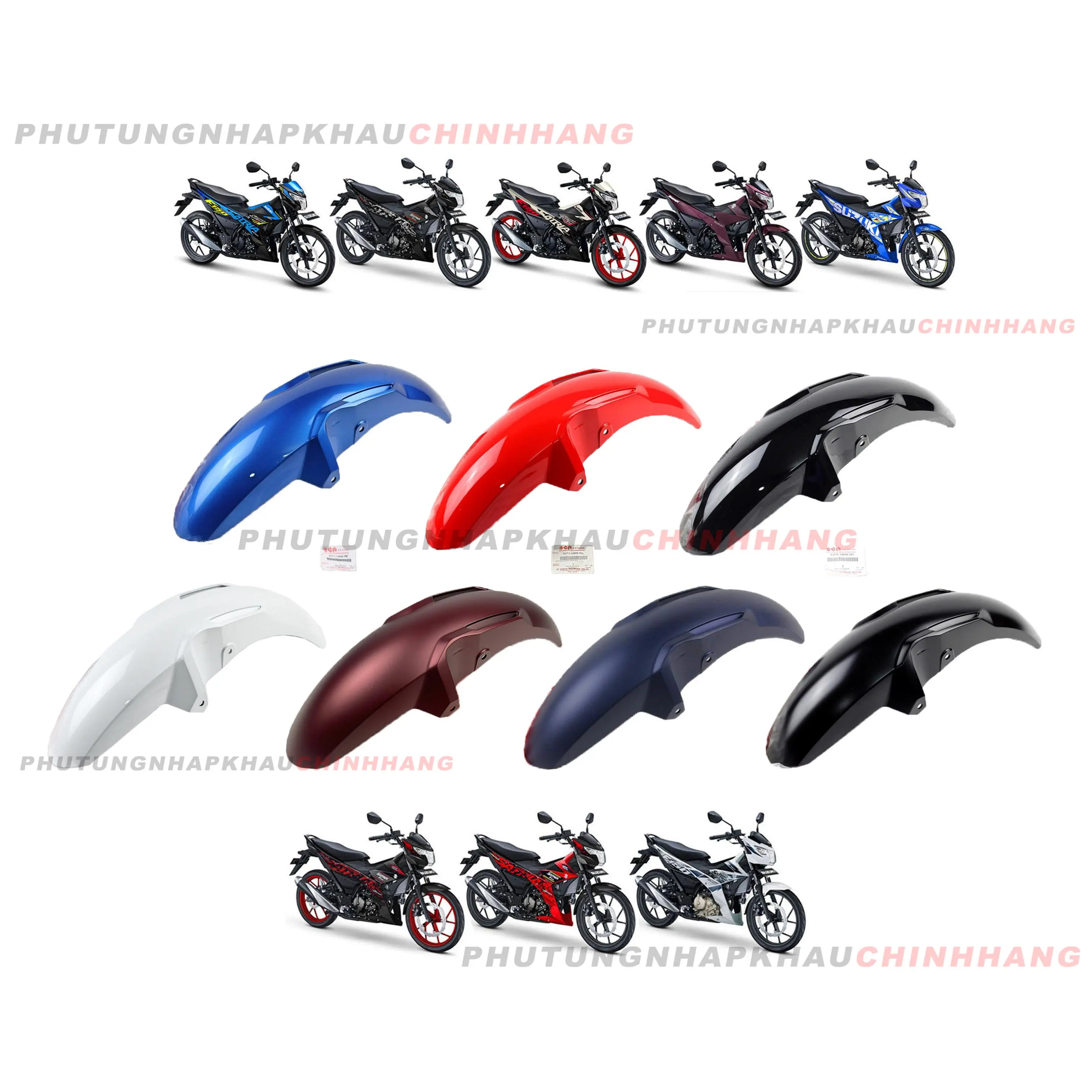 Dè trước Raider Fi, Satria Fi các màu chính hãng Suzuki, Dè chắn bùn trước Raider 150, Satria 150