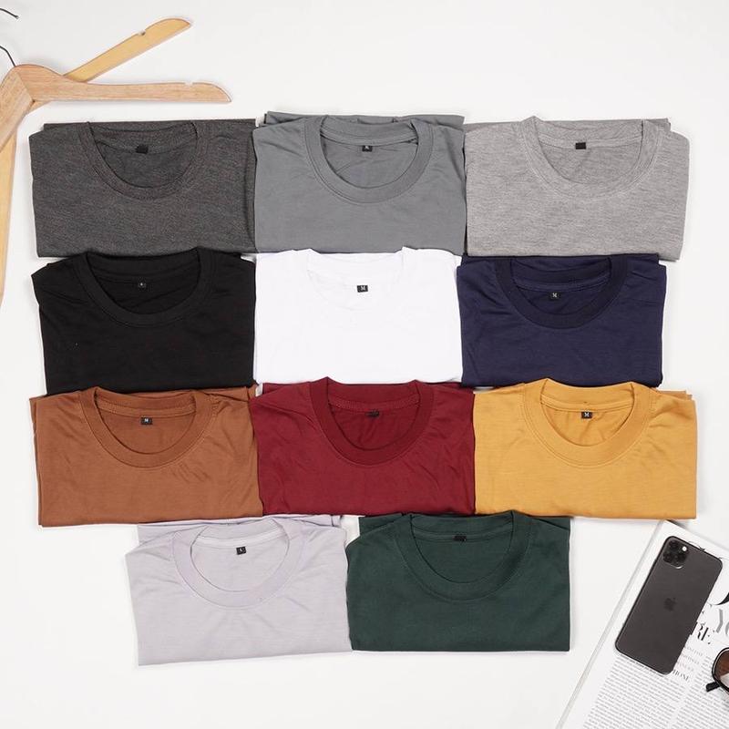 Kaos polos pria dewasa unisex lengan pendek 100ribu dapat 7 Baju Oblong Lokal Polyester 2