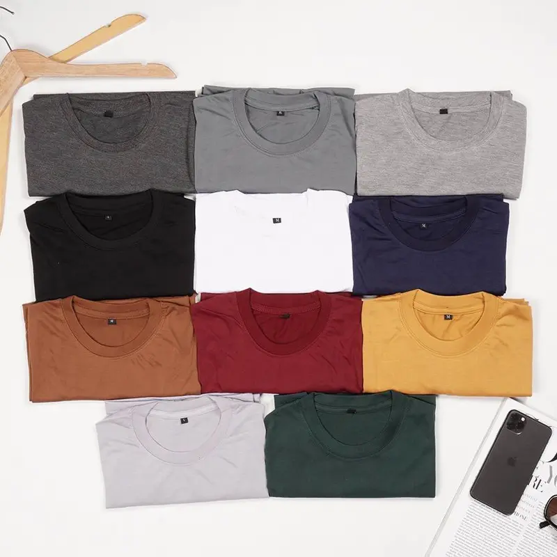 Kaos polos pria dewasa unisex lengan pendek 100ribu dapat 7 Baju Oblong Lokal Polyester 2