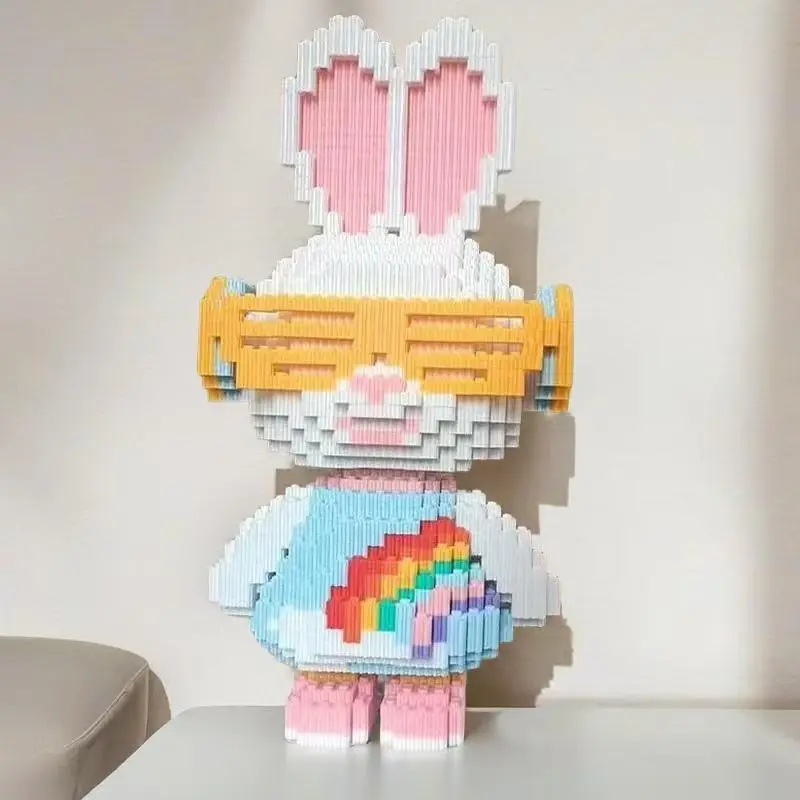 Rabbit Design Building Blocks Toy, 5010pcs Cute Animal Assembly Models, Creative Desktop Decoration for Home Office 2
