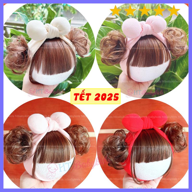 Turban tóc giả cho bé, băng đô tóc giả bé gái, tóc giả bé gái sơ sinh, tóc giả em bé