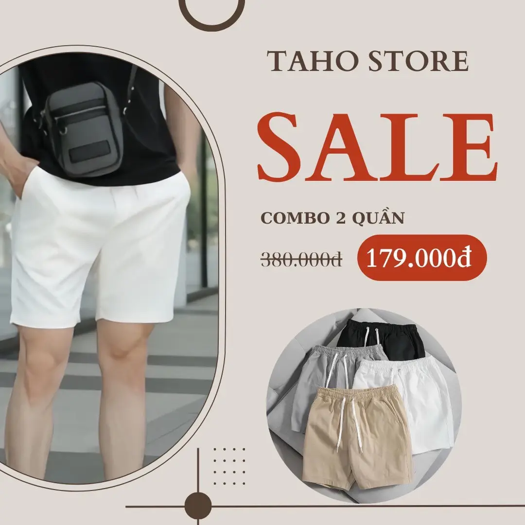 Combo 2 Quần Short Nam - Quần Short Kaki Basic Taho Form Trên Gối Cotton Co Giãn Mã Kaki 01 - 04. Menswear Có Túi