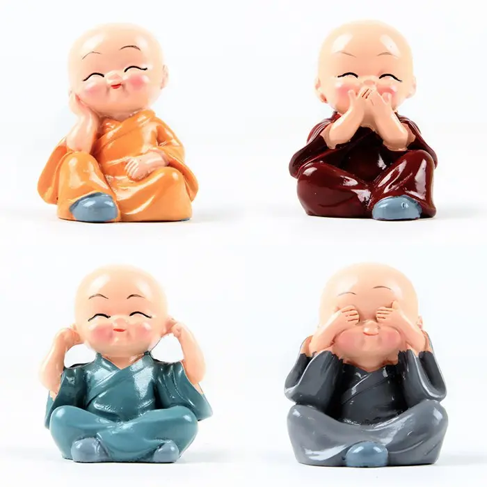 (Video Review) Bộ Tượng Chú Tiểu Hòa Thượng Tứ Không - Phật Phong Thủy Mini 4 Tư Thế, Trang Trí Xe Hơi, Để Bàn Làm Việc - Shop phụ kiện đồ chơi ô tô EUNOIA Nội Thất Nhựa 4