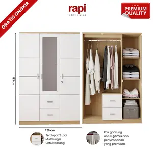 Rapi Lemari Pakaian / Lemari Gamis / Lemari Baju 3 Pintu i -  OLIVER WDD 321