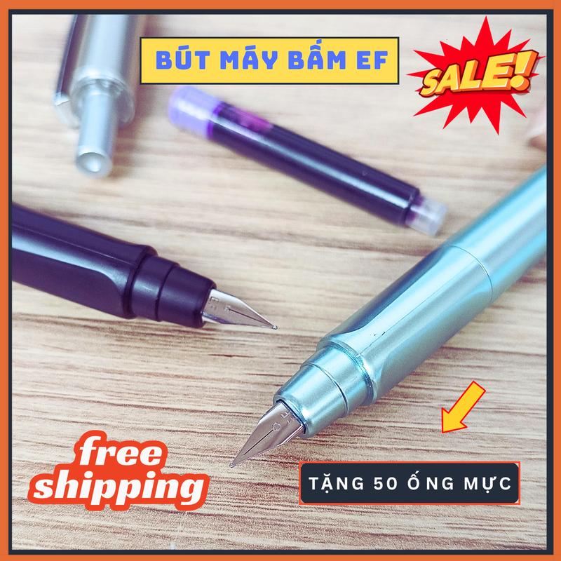 Bút Máy Bấm Ngòi EF (có kèm mực và piton bơm mực), viết êm trơn, mực rõ nét bền màu, chất liệu nhựa siêu nhẹ an toàn, bền hơn ngòi thường 2-3 lần phù hợp các bé tiểu học 1-5, hoặc dùng để ký, luyện viết