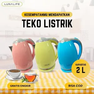 LUNALIFE Teko listrik LK502 Kapasitas 2L Elektrik Kettle 500 Watt Daya Rendah
