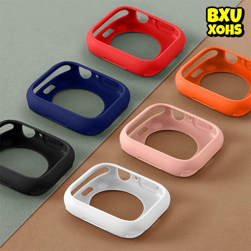 Silicone Case for IWatch Apple Watch Ultra 3 2 Series 11 10 9 8 7 6 5 4 SE 3 2 49mm 46mm 42mm 45mm 44mm 40mm 41mm 38mm Anti Gores Silikon Material Soft Candy Screen Protector Cover Bumper Jam Tangan Smartwatch for DT No 1 HW22 W26 IWO