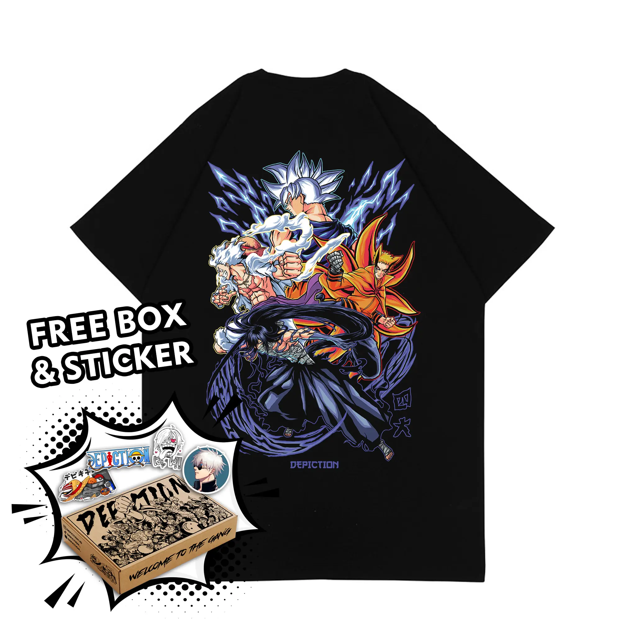 T-SHIRT LEGENDARY ANIME - DRAGON BALL ONE PIECE NARUTO BLEACH