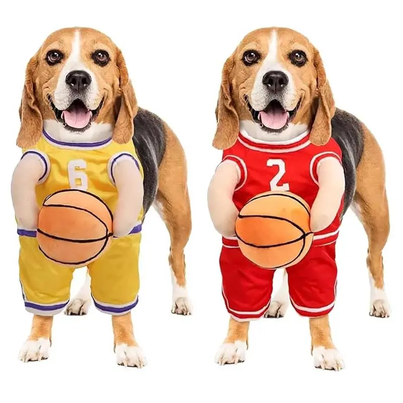 Basketball Player Design Pet Costume with Basketball, Adjustable Straps Pet Basketball Costume, Pet Basketball Player Costume, Pet Costumes for Dog Cat