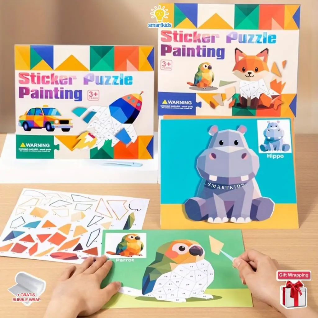 Stiker Puzzle Painting Reuseable Stiker Paper Kertas Kualitas Premium Beragam Tema Karakter Anak Edukasi Imajinasi Kreatif Fokus