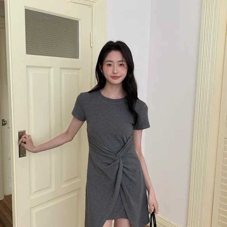 Váy thun váy polo thắt eo trẻ trung năng dộng Nữ Women Cotton Dress Voi  đơn giản váy thường mặc lala  dress 3