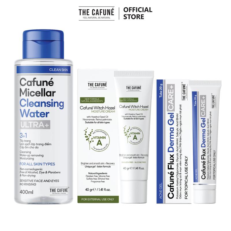 Combo Gel Chấm Mụn Cafuné Flux Nước Tẩy Trang Kem Dưỡng Ẩm The Cafuné Dành Cho Da Mụn 120gram Skincare Làm Đẹp Da Chăm Sóc Da