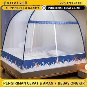 【Dikirim dari Indonesia】2025 Model Baru Kelambu Jumbo Lipat Cantik - Super Ukuran King 200x220/180x200, Anti-Nyamuk Tebal 32D Jaringan, Tenda Gantung 4 Kaki, Mudah Dibuka Lipat, Gratis Ongkir, untuk Dewasa, Kualitas Premium