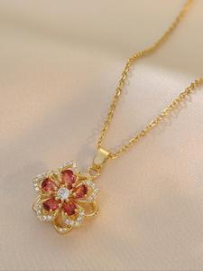 Collar con dije de diseño floral para mujer, elegante con decoración de strass para fiesta, uso diario, joyería versátil y exquisita para regalo de cumpleaños