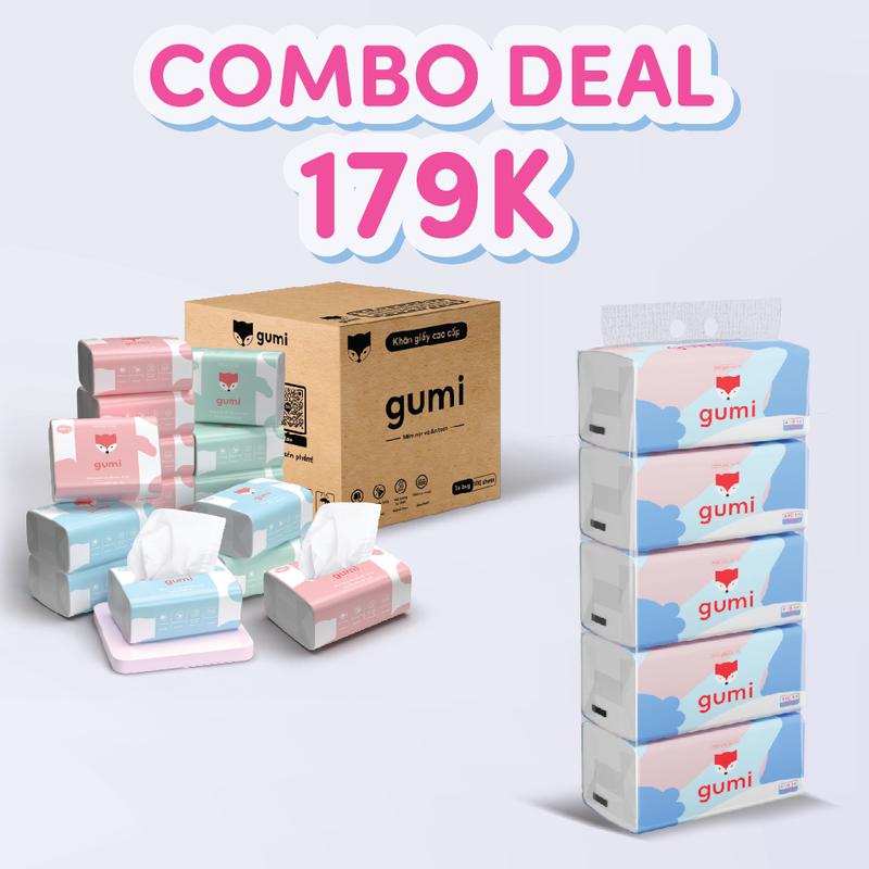 Combo thùng 30 gói, bịch 5 gói giấy rút Gumi cao cấp Giấy Ăn Khăn Giấy